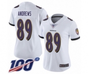 Women's Baltimore Ravens #89 Mark Andrews White Vapor Untouchable Limited Player 100th Season Football Jersey