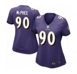 Women's Baltimore Ravens #90 Pernell McPhee Game Purple Team Color Football Jersey