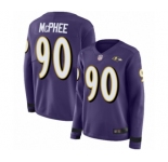 Women's Baltimore Ravens #90 Pernell McPhee Limited Purple Therma Long Sleeve Football Jersey