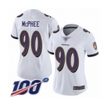 Women's Baltimore Ravens #90 Pernell McPhee White Vapor Untouchable Limited Player 100th Season Football Jersey