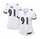 Women's Baltimore Ravens #91 Shane Ray Game White Football Jersey