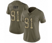 Women's Baltimore Ravens #91 Shane Ray Limited Olive Camo Salute to Service Football Jersey