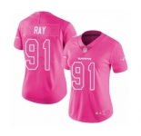 Women's Baltimore Ravens #91 Shane Ray Limited Pink Rush Fashion Football Jersey