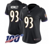 Women's Baltimore Ravens #93 Chris Wormley Black Alternate Vapor Untouchable Limited Player 100th Season Football Jersey