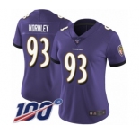 Women's Baltimore Ravens #93 Chris Wormley Purple Team Color Vapor Untouchable Limited Player 100th Season Football Jersey