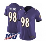 Women's Baltimore Ravens #98 Brandon Williams Purple Team Color Vapor Untouchable Limited Player 100th Season Football Jersey
