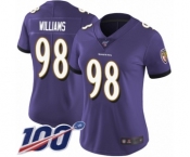 Women's Baltimore Ravens #98 Brandon Williams Purple Team Color Vapor Untouchable Limited Player 100th Season Football Jersey