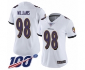 Women's Baltimore Ravens #98 Brandon Williams White Vapor Untouchable Limited Player 100th Season Football Jersey