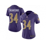 Women's Nike Baltimore Ravens #34 Lorenzo Taliaferro Limited Purple Rush NFL Jersey