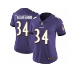 Women's Nike Baltimore Ravens #34 Lorenzo Taliaferro Vapor Untouchable Limited Purple Team Color NFL Jersey