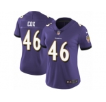 Women's Nike Baltimore Ravens #46 Morgan Cox Vapor Untouchable Limited Purple Team Color NFL Jersey