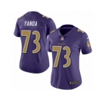 Women's Nike Baltimore Ravens #73 Marshal Yanda Limited Purple Rush NFL Jersey