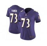 Women's Nike Baltimore Ravens #73 Marshal Yanda Vapor Untouchable Limited Purple Team Color NFL Jersey
