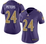 Women's Ravens #24 Marcus Peters Purple Stitched Football Limited Rush Jersey