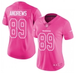 Women's Ravens #89 Mark Andrews Pink Stitched Football Limited Rush Fashion Jersey