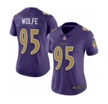 Women's Ravens #95 Derek Wolfe Purple Stitched Football Limited Rush Jersey