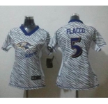 nike women nfl jerseys baltimore ravens #5 flacco [fem fan zebra]