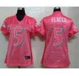 nike women nfl jerseys baltimore ravens #5 flacco pink[2012 new]