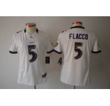 nike women nfl jerseys baltimore ravens #5 flacco white[nike limited]