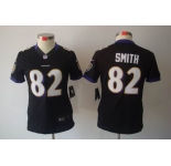 nike women nfl jerseys baltimore ravens #82 smith black[nike limited]