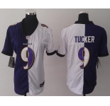 nike women nfl jerseys baltimore ravens #9 tucker white-purple[nike split]