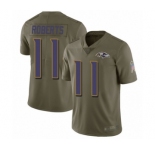 Youth Baltimore Ravens #11 Seth Roberts Limited Olive 2017 Salute to Service Football Jersey