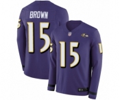 Youth Baltimore Ravens #15 Marquise Brown Limited Purple Therma Long Sleeve Football Jersey