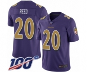 Youth Baltimore Ravens #20 Ed Reed Limited Purple Rush Vapor Untouchable 100th Season Football Jersey