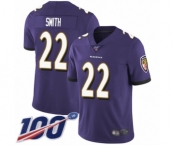 Youth Baltimore Ravens #22 Jimmy Smith Purple Team Color Vapor Untouchable Limited Player 100th Season Football Jersey
