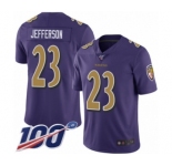 Youth Baltimore Ravens #23 Tony Jefferson Limited Purple Rush Vapor Untouchable 100th Season Football Jersey