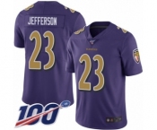 Youth Baltimore Ravens #23 Tony Jefferson Limited Purple Rush Vapor Untouchable 100th Season Football Jersey