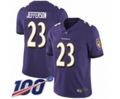 Youth Baltimore Ravens #23 Tony Jefferson Purple Team Color Vapor Untouchable Limited Player 100th Season Football Jersey
