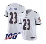 Youth Baltimore Ravens #23 Tony Jefferson White Vapor Untouchable Limited Player 100th Season Football Jersey