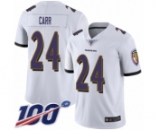 Youth Baltimore Ravens #24 Brandon Carr White Vapor Untouchable Limited Player 100th Season Football Jersey