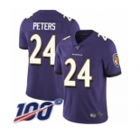 Youth Baltimore Ravens #24 Marcus Peters Purple Team Color Vapor Untouchable Limited Player 100th Season Football Jersey