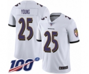Youth Baltimore Ravens #25 Tavon Young White Vapor Untouchable Limited Player 100th Season Football Jersey