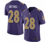 Youth Baltimore Ravens #28 Justin Bethel Limited Purple Rush Vapor Untouchable Football Jersey
