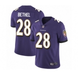 Youth Baltimore Ravens #28 Justin Bethel Purple Team Color Vapor Untouchable Limited Player Football Jersey