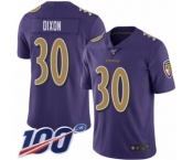 Youth Baltimore Ravens #30 Kenneth Dixon Limited Purple Rush Vapor Untouchable 100th Season Football Jersey