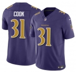 Youth Baltimore Ravens #31 Dalvin Cook Purple 2024 F.U.S.E. Color Rush Stitched Jersey