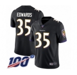 Youth Baltimore Ravens #35 Gus Edwards Black Alternate Vapor Untouchable Limited Player 100th Season Football Jersey