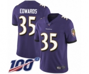 Youth Baltimore Ravens #35 Gus Edwards Purple Team Color Vapor Untouchable Limited Player 100th Season Football Jersey