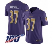Youth Baltimore Ravens #37 Iman Marshall Limited Purple Rush Vapor Untouchable 100th Season Football Jersey