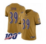 Youth Baltimore Ravens #39 Tyler Ervin Limited Gold Inverted Legend 100th Season Football Jersey
