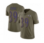Youth Baltimore Ravens #39 Tyler Ervin Limited Olive 2017 Salute to Service Football Jersey