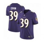 Youth Baltimore Ravens #39 Tyler Ervin Purple Team Color Vapor Untouchable Limited Player Football Jersey
