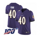 Youth Baltimore Ravens #40 Kenny Young Purple Team Color Vapor Untouchable Limited Player 100th Season Football Jersey