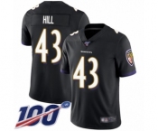 Youth Baltimore Ravens #43 Justice Hill Black Alternate Vapor Untouchable Limited Player 100th Season Football Jersey