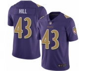 Youth Baltimore Ravens #43 Justice Hill Limited Purple Rush Vapor Untouchable Football Jersey