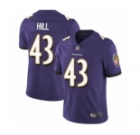 Youth Baltimore Ravens #43 Justice Hill Purple Team Color Vapor Untouchable Limited Player Football Jersey